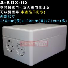 A-BOX-02 監視器變壓器室內用集線盒(外部尺寸長15x寬10x高7.1公分)