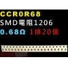 CCR0R68 SMD電阻1206 0.68歐姆 1排20顆