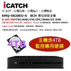 KMQ-0828EU-K 含4TB監控硬碟 ICATCH 可取 8CH數位錄影主機 H.265 DVR