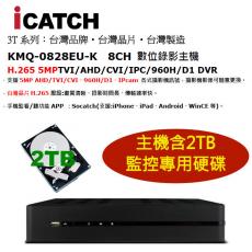 KMQ-0828EU-K 含2TB監控硬碟 ICATCH 可取 8CH數位錄影主機 H.265 DVR