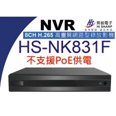 昇銳 HISHARP HS-NK831F 8CH NVR 高畫質網路型錄放影機 不含硬碟 保固一年