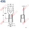 496R Y型端子 8X4 AWG8/DIN 10mm² 附絕緣套紅色(共2色496R-紅、496B-黑)